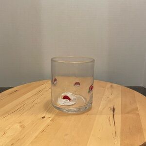 Stylish Glass Tumbler with Red and White Accents
